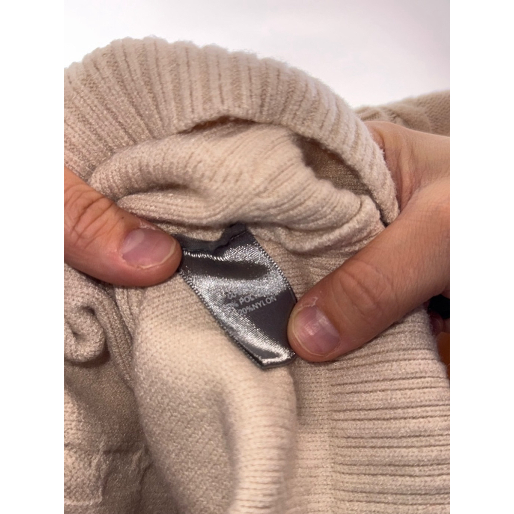 Women's Marled Cozy Soft Bell Sleeve Sweater Beige XL - Picture 5 of 5